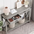 thumbnail image 4 of Entryway Table, Console Table Featuring Rattan Drawers, 43 in Sofa Table with Storage, Ideal Console Tables for Entryway, Living Room, Hallway, and Foyer, Grey, 4 of 6
