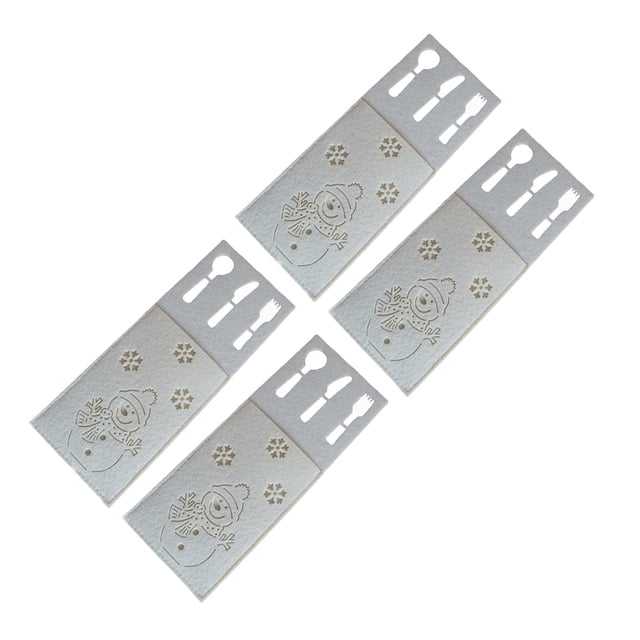 Moyic 4 unids/set Navidad muñeco de nieve cubiertos tenedor cuchara soporte vajilla bolsa de almacenamiento de azúcar palillo bolsa Favor Kits de decoración para fiestas