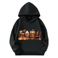 thumbnail image 4 of Kilaqueen Boys and Girls Halloween Hoodies Cute Funny Pumpkin Print Hooded Sweatshirts Long Sleeve Kids Spooky Season Pullover Tops 3-14 Years, 4 of 6