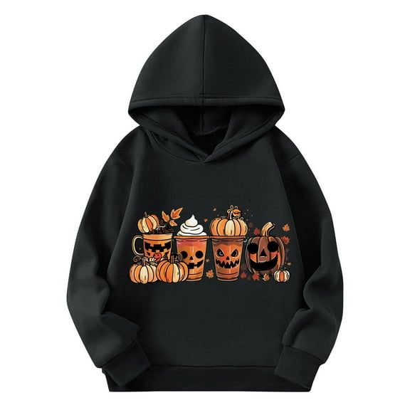 Babcutegg Helloween Sweatshirts for Kid Girls Hoodies Pullover Graphic Print Girls Outwear Black Size 5