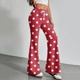 thumbnail image 4 of Women's Fashion Loose Drawstring Waist Polka Dot Printed Casual Sports Flared Pants, Elastic Joggers Sweatpants, Stylish Yoga Pants for Women,Red,L, 4 of 8