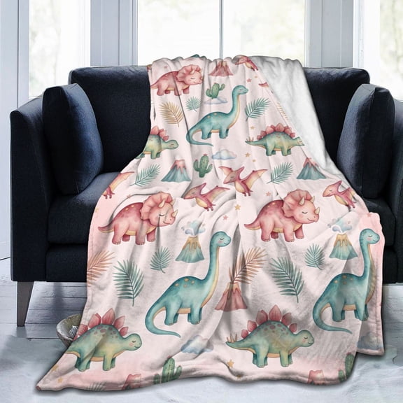Dinosaur Blanket Throw Cute Soft Flannel Bed Blankets for Sofa Couch Home Decor All Season Cozy Warm Lightweight Decorative Plush Bedding Cover 50x40