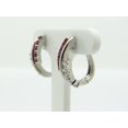 thumbnail image 3 of Silver & Stone Jewels Round Pink Cubic Zirconia Women's Huggie Hoop Earrings 14K White Gold Finish, 3 of 5