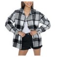 thumbnail image 2 of Women's Gameday Couture  Grey Iowa Hawkeyes Long Sleeve Brushed Plaid Button-Up Overshirt Jacket, 2 of 4