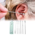 thumbnail image 2 of Mint Green 6 Piece Stainless Steel Ear Pick Set With Leather Case Ear Cleaner Spring Ear Spoon Earwax Removal Tool For Adults And Kids Safe And Effective Ear Cleaning Kit, 2 of 7