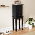 thumbnail image 2 of Gymax Mirrored Armoire Jewelry Cabinet Free Standing Organizer Storage Box Chest Black, 2 of 9