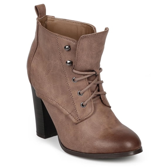 New Women Qupid Reborn-01 Distressed PU Lace Up Chunk Heel Oxford Bootie