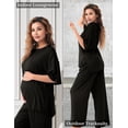 thumbnail image 4 of Conjunto de mernidad de 2 piezas con manga corta a juego, ajustable, pantalones largos para embarazo, verano, ropa de descanso, 4 of 5