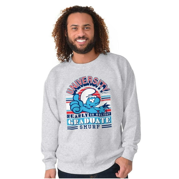 Retro Smurf University Graduate Sweatshirt for Men or Women Brisco Brands S