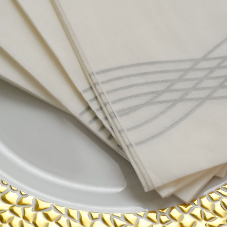 Silver Linen-Feel Airlaid Paper Napkins