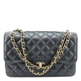 thumbnail image 1 of Pre-Owned Chanel Classic Double Flap Jumbo Quilted Caviar Leather Shoulder Bag Black, 1 of 14
