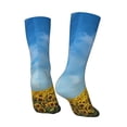 thumbnail image 5 of Uemuo Blooming Sunflower Field Pattern Women's Crew Socks, Soft Durable Breathable Moisture-Wicking with Odor Control Cotton socks, 5 of 9