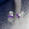 thumbnail image 3 of Gem Stone King 1.50 Ct Oval 7x5mm Purple Amethyst 14K White Gold Stud Earrings for Women Men, 3 of 3