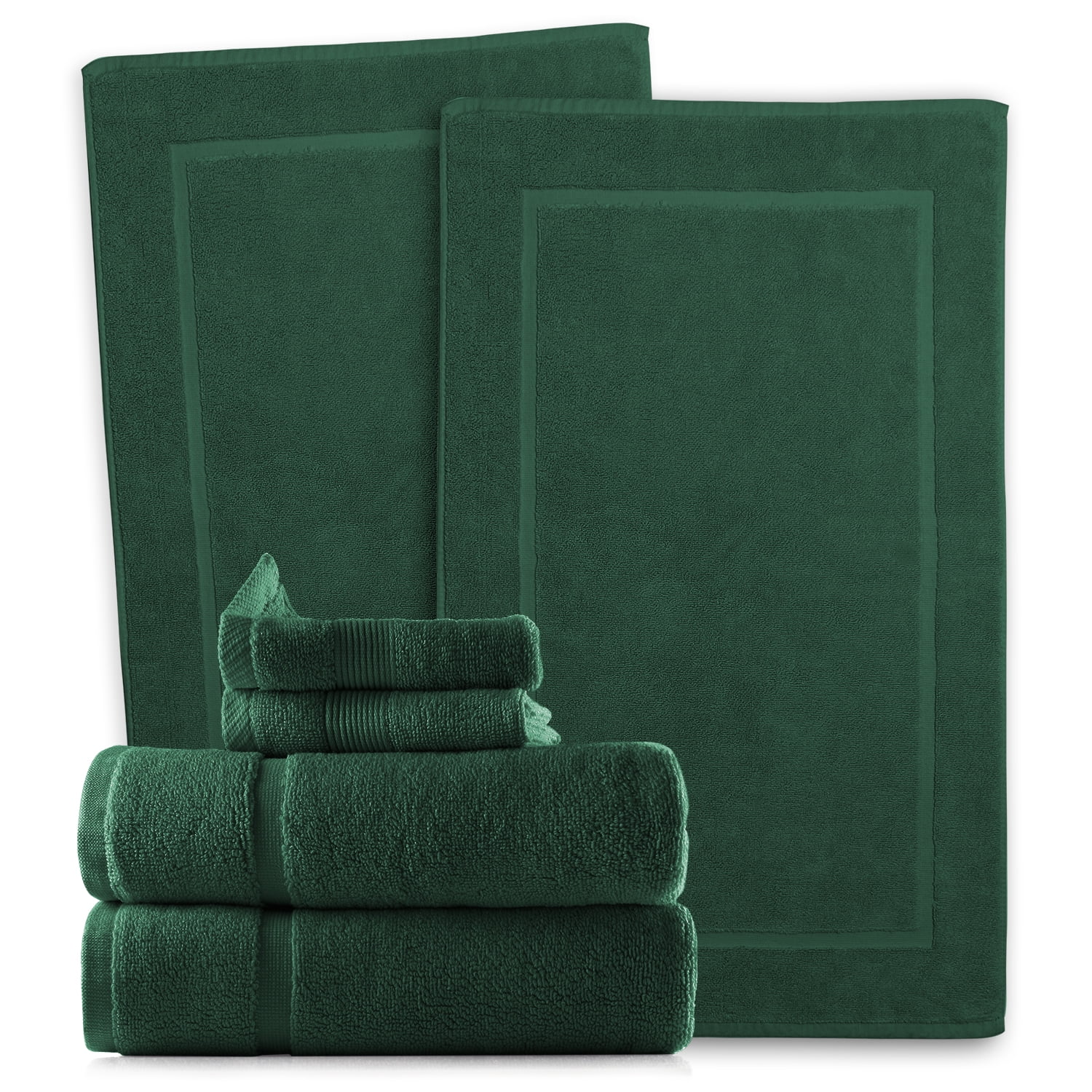 Clara Clark Bath Towels Set, 100% Cotton Luxury Softness 4 Pc Set, Hunter