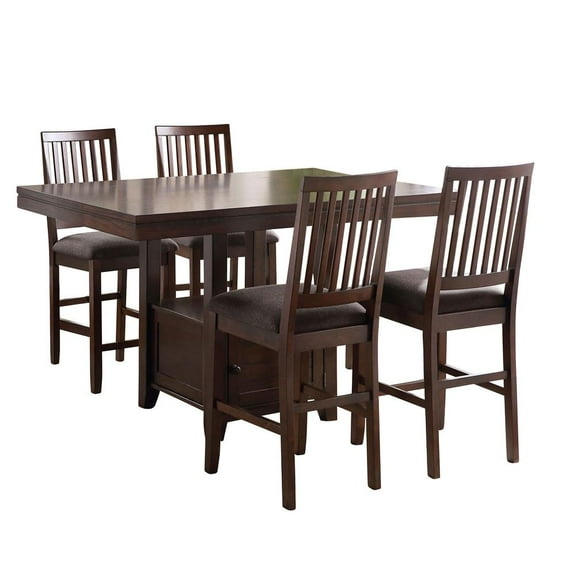 Yorktown 5-Piece Espresso Wood Counter Height Storage Dining Set