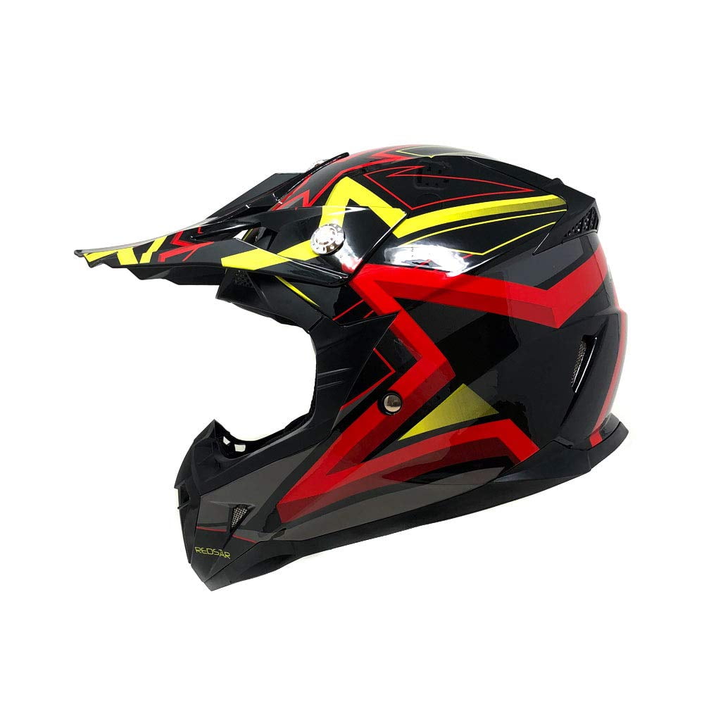 Small MMG Motorcycle Youth Kids Helmet Off-Road MX ATV Dirt Bike Motocross UTV Shiny Black with Goggles Model No 12
