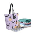 thumbnail image 2 of FORMRS Womens Canvas Tote Bag with Zipper Inner Pocket Shoulder Handbag, Light Purple Halloween Black Cat, 2 of 7