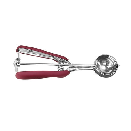 

Ice Cream Scoop Stainless Cookie Spoon Fruit Potato Watermelon Digging Ball Spring Handle Scoop Kitchen Accessories Wine Red 3cm