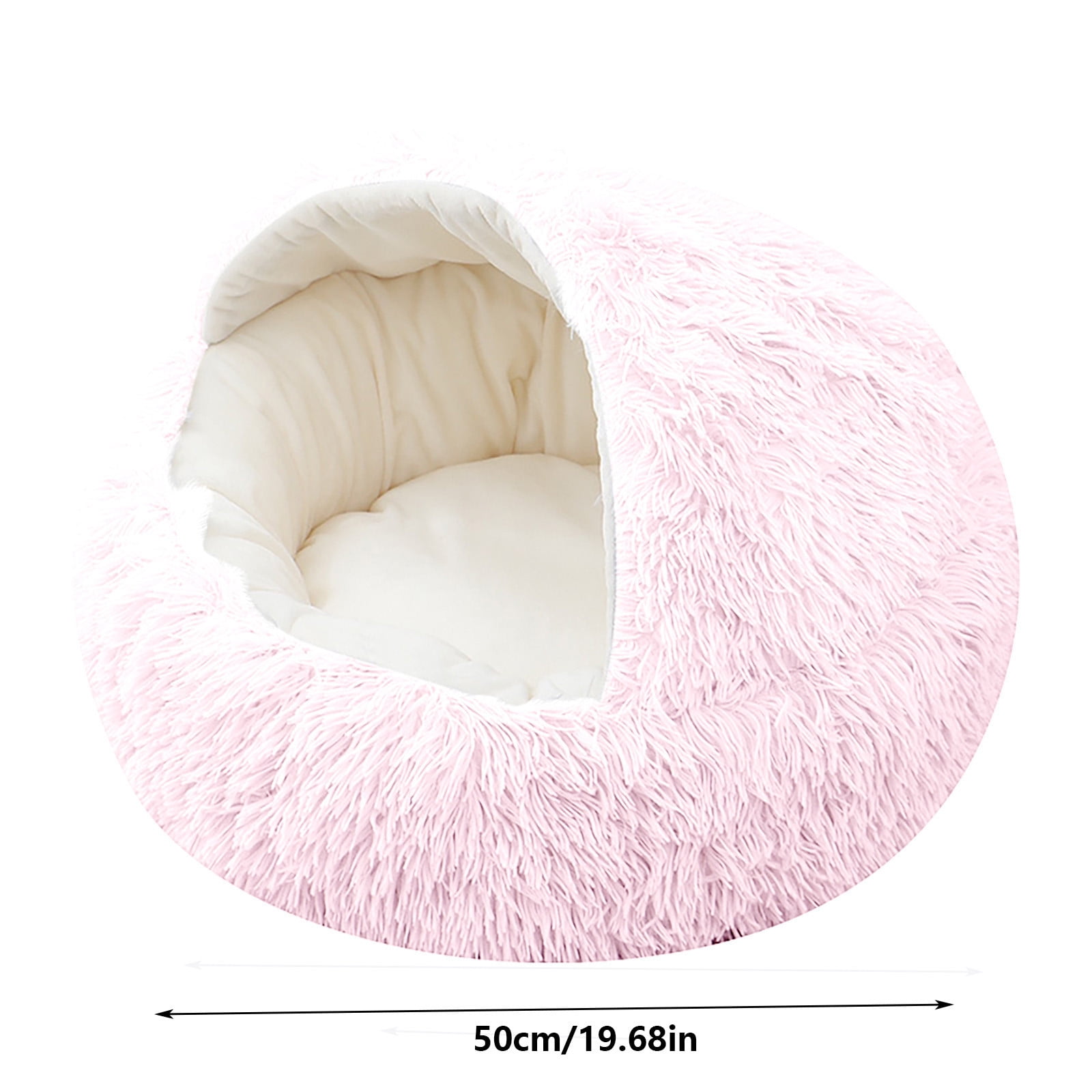 XEOVHV Calming Dog Beds & Cat Cave Bed with Hooded Cover,Removable Washable Round Beds for Small Medium Pets,Anti-Slip Faux Fur Fluffy Coved Bed for Improved Sleep,Fits up to 15/25 lbs(Medium,24"x24")