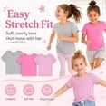 thumbnail image 7 of Btween Active Girls T-Shirts 3 Pack – Short Sleeve Ribbed Crewneck Tees, Soft Stretch Casual Everyday Tops for Girls, 7 of 7