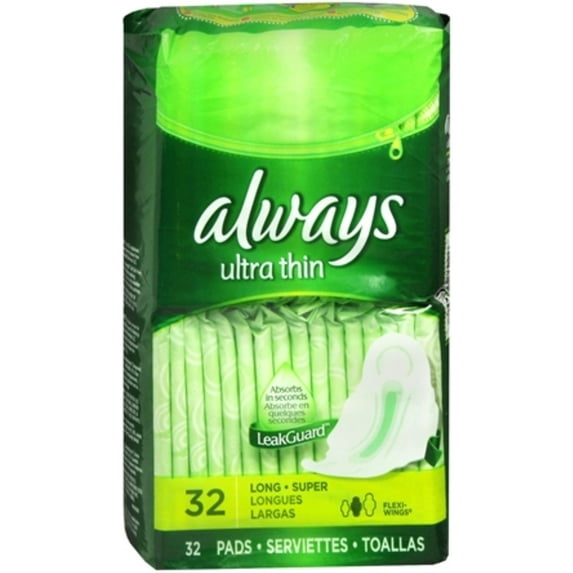 Always Ultra Thin with Flexi-Wings, Super Long 32 ea (Pack of 2)