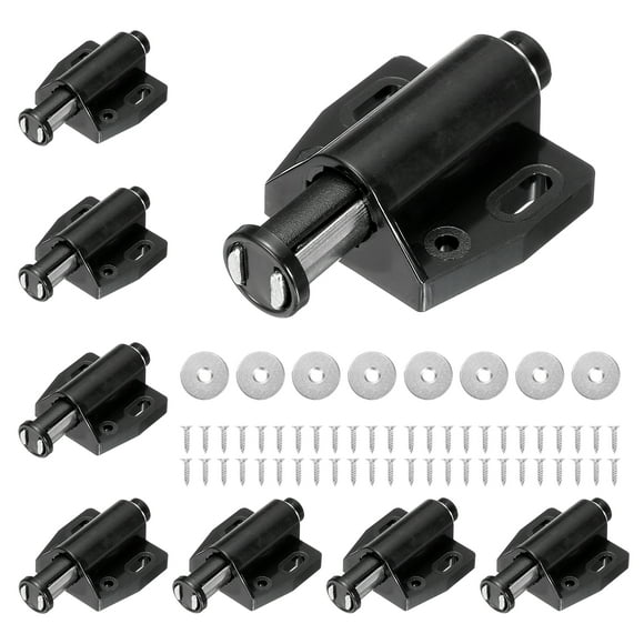 Uxcell 8Pack Pestillos Magnéticos Táctiles, Presione para Abrir Pestillos de Liberación Táctil por Presión para Puertas de Armarios y Closets, Negro