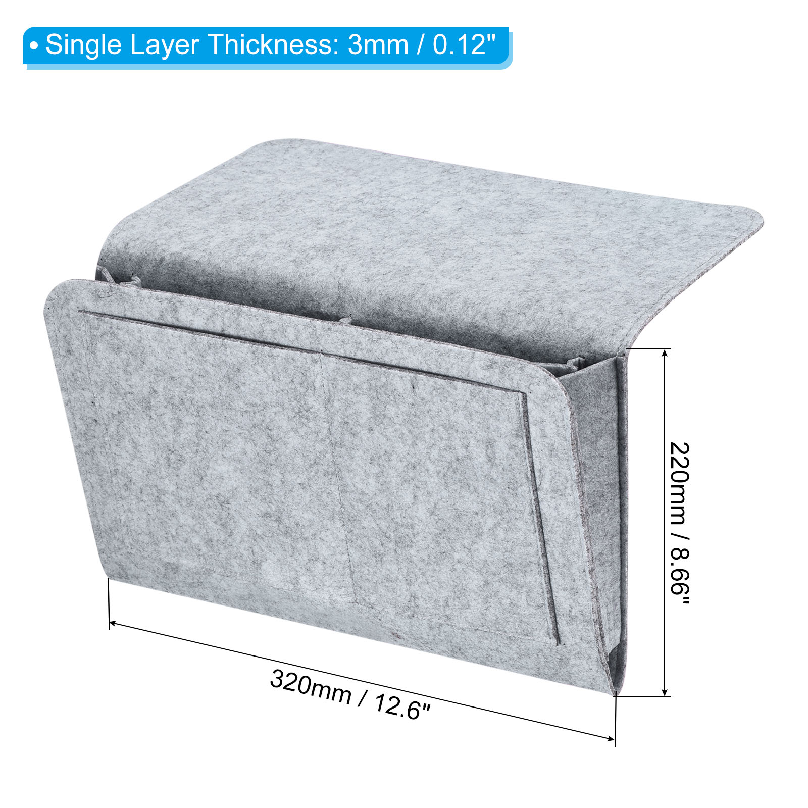 Unique Bargains Felt Bedside Organizer Hanging Caddy Light Grey 12.60" x 8.66" x 3.94"