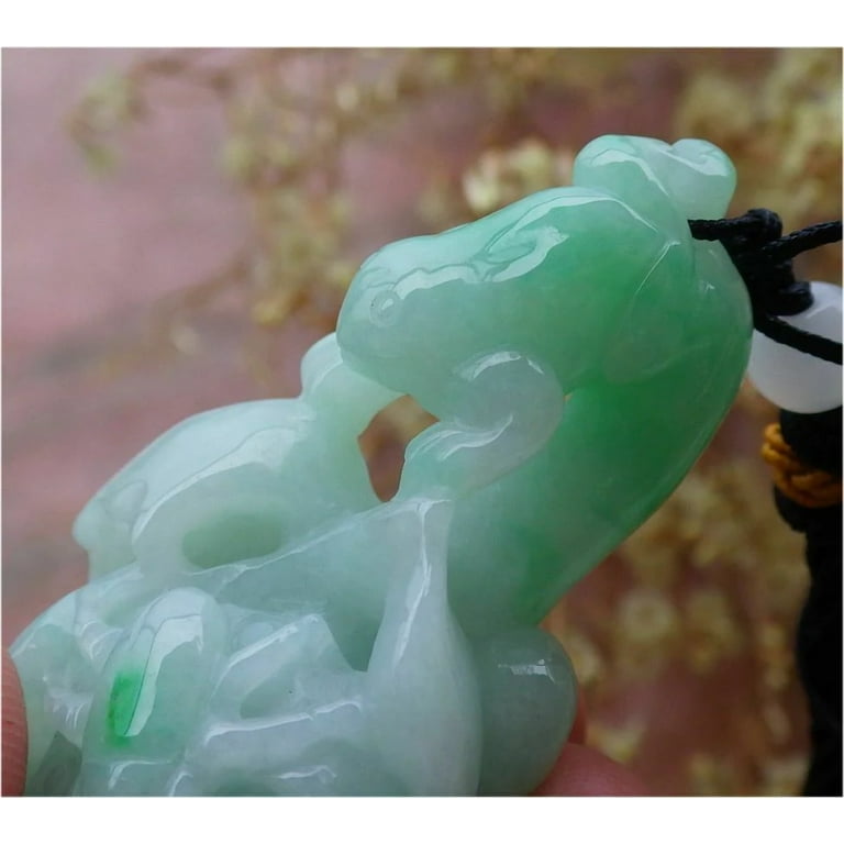 Certified Natural A Jade Jadeite Frog Toad newest Lotus Flower Pendant Necklace