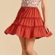 thumbnail image 4 of Falda midi de verano para mujer con lazo delantero, vuelo, volantes y estampado floral, 4 of 7