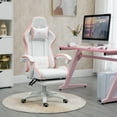 thumbnail image 2 of Vinsetto Computer Gaming Chair, PU Leather Office Desk Chair, White, 2 of 10