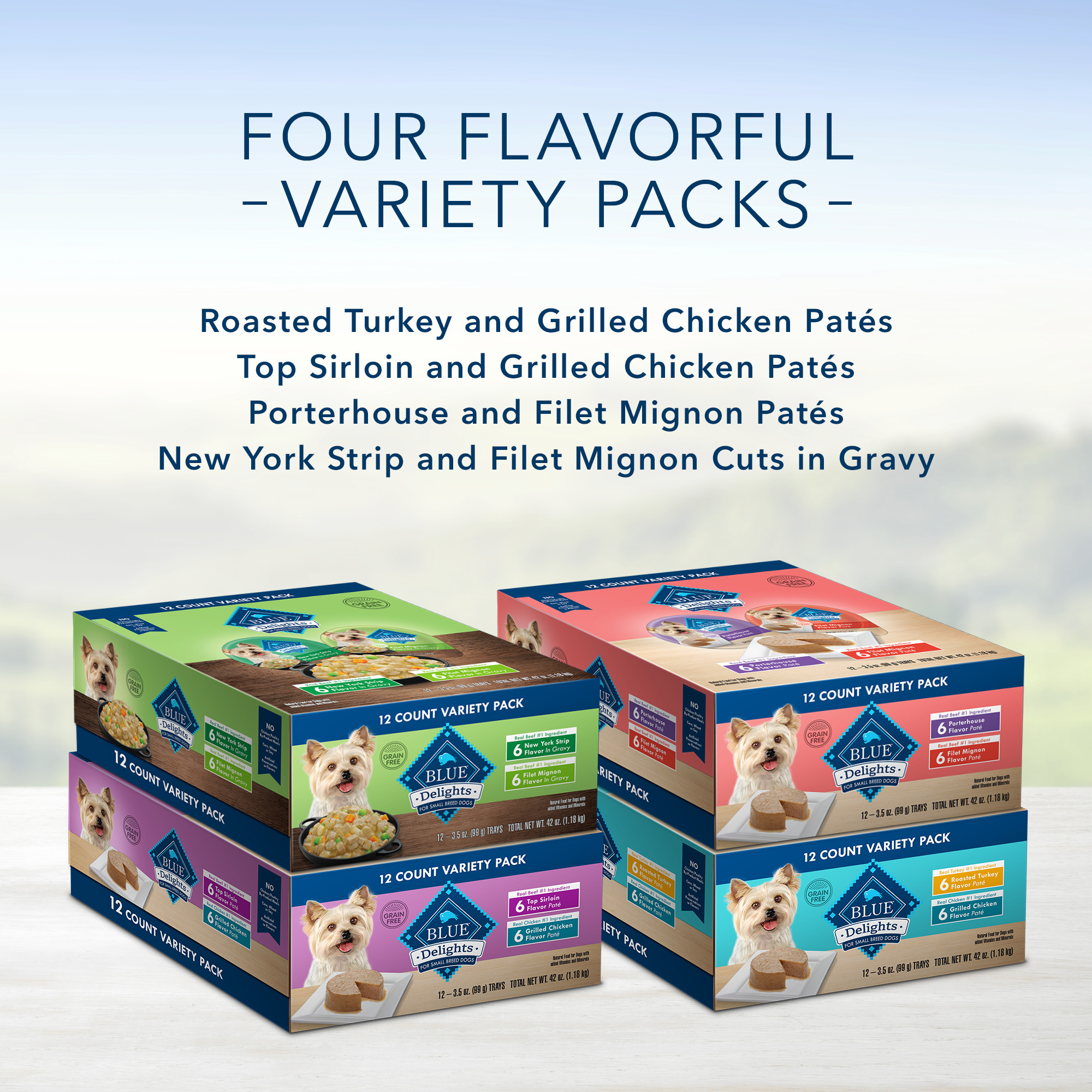 Blue Buffalo Delights Moist Small Breed Wet Dog Food Filet Mignon New York Strip Variety Pack Walmart