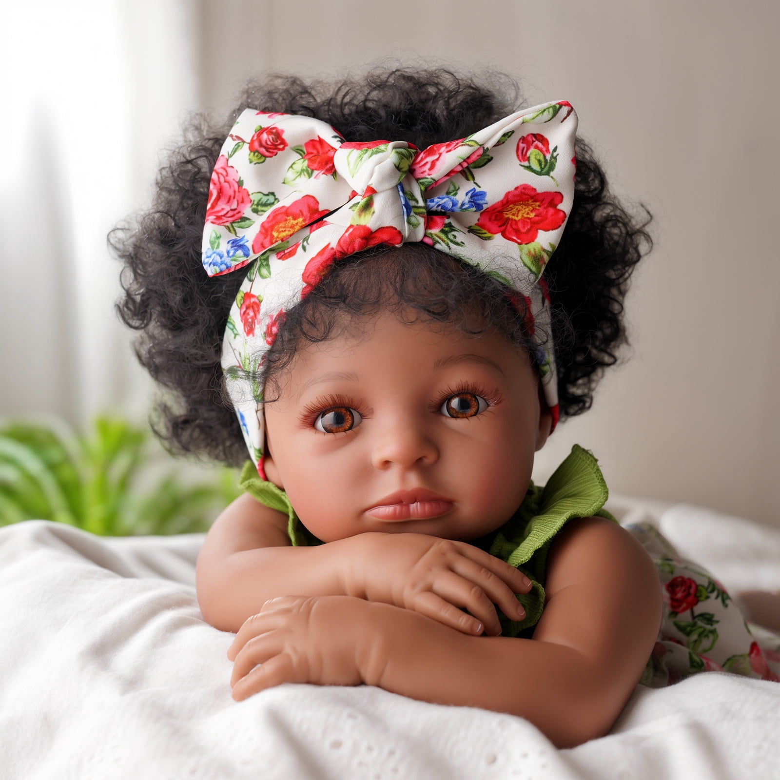 BABESIDE Reborn Dolls Black -20Inch -Soft cloth Body & Curls -Dolls African American Dolls Cloth Body with Gift Box for Kids