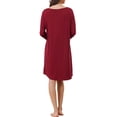 thumbnail image 3 of INSPIRE CHIC Women's Lace Trim Nightshirt Long Sleeve Pull on Nightgown T-Shirt Dress L Wine Red, 3 of 6