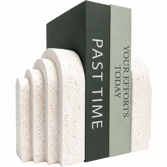 Heavy Duty Resin Bookends Set of 2, Layered Arch Aesthetic Decor Book Stoppers for Shelves, Modern Home Decor Book Ends to Hold Heavy Books