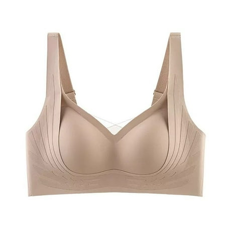 Sports Bra Underwear Women S Wide Straps Without Ring Gathered To Collect Side Breasts Large Size Tank Top Non Marking Bra Beige Woman Blending Bra 2XL