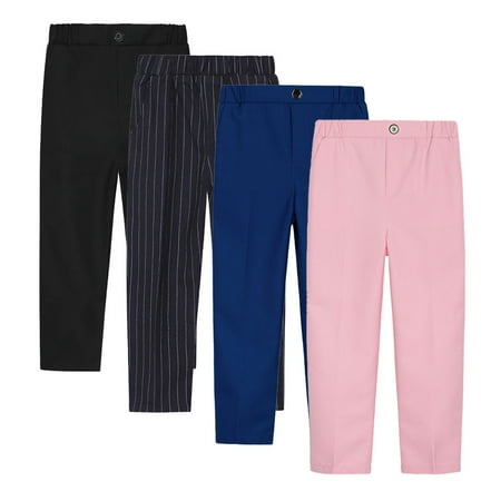 

YTDSCS 1-14Years Toddler Kids Boys Flat Front Dress Pants Youth Boys Pring Summer Student Performance Host Dress Suit Pants