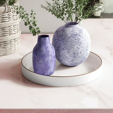

HUNLUYEN Contemporary Round Glossy Plastic Tray; White