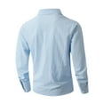 thumbnail image 5 of ZCFZJW Linen Work Shirts for Men Lightweight Casual Fall Long Sleeve Button Down Soft Cotton Business T-Shirts Tops Light Blue XL, 5 of 9