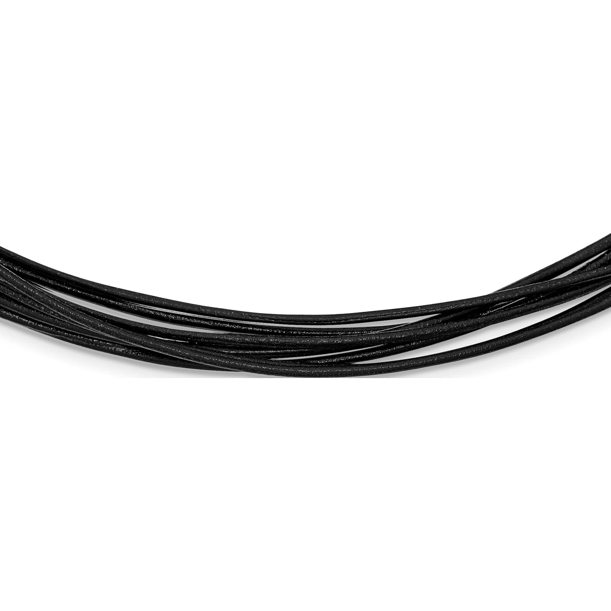 Sterling Silver Rhodium-Plated 16Inch Black Multi-Cord Leather Necklace (16 X 1) Made In Italy qk39-16