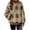 Brown, variant on Womens Sherpa Pullover Oversized Fuzzy Hoodie Double Fleece Sweatshirts Fluffy Plaid Outerwear Warm Coats Khaki S