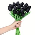 thumbnail image 4 of Zhuge 15-Piece 13.6" White Artificial Silk Tulips, Easter, Wedding & Home Decor, Black, 4 of 4
