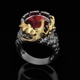 thumbnail image 3 of Personalized Gold Two Tone Ruby Dragon Ring For Men Elegant Jewelry Gift Custom Engraving Bold Statement Accessory, 3 of 5