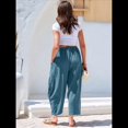 thumbnail image 4 of Pantalones Palazzo Harem Informales Holgados con Cordón para Mujer, para Verano, Playa, Viajes, Vacaciones, con Bolsillos. Azul Pavo Real M, 4 of 6