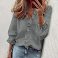 thumbnail image 2 of Xingpeng Womens Flutter Sleeve Blouses Long Sleeve Casual Tops Spring Summer Outfits Dressy Shirts Grey XXXXL, 2 of 8