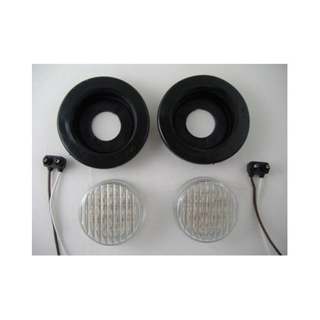 (2) White 2.5" Round 13 LED Custom Mini Reverse Backup Lights / Grommets / Wires