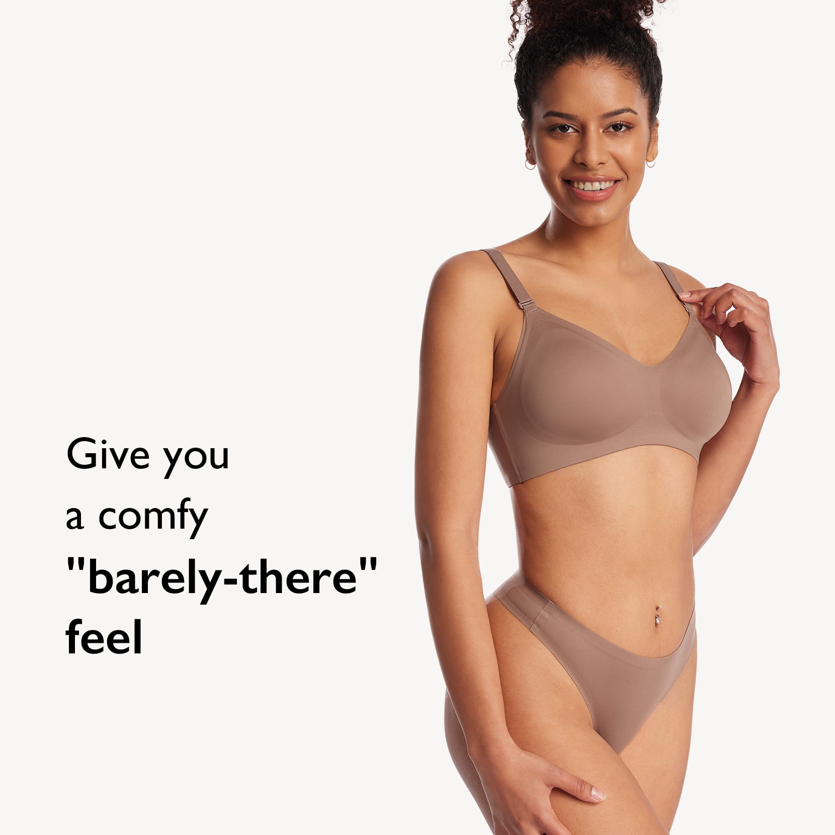 COMFELIE Wireless Bra for Women Seamless Support Bralette, Comfort Lightly  Lined Born for Her Ultra-Fit T-Shirt Bra EB061, Almond, Small : :  Clothing, Shoes & Accessories