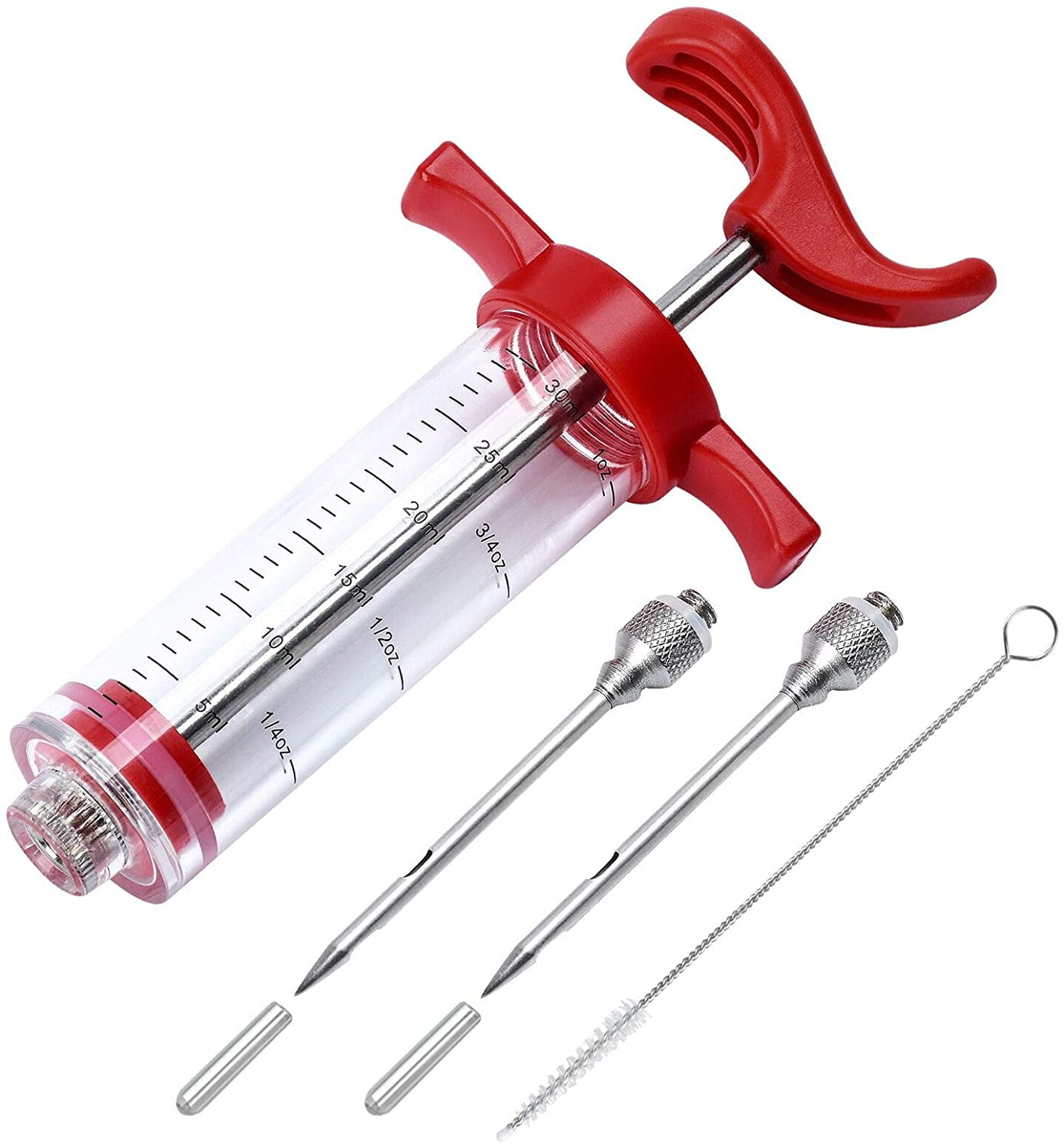Meat Injector Plastic Marinade Turkey Injector with 1-oz Capacity 2pcs stainless steel needles by DIMESHY 
