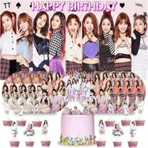 Twice Birthday Supplies Plates Decorations Decor Backdrop Banner Cake Topper Fans