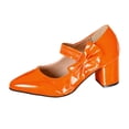 thumbnail image 6 of Womens Mary Jane Shoes Cute Bowknot Closed Pointed Toe Dressy Heels Casual Chunky Block Heel Pumps Shoes Orange Size 8.5, 6 of 7