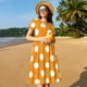 thumbnail image 4 of Easygdp Orange And White Polka Dot para Vestido Transpirable de Mujer, Vestido Suelto de Manga Corta con Pliegues y Bolsillos para el Verano, 4 of 6